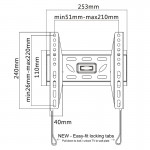 Fits Panasonic TV model TX-24D302B Black Flat Slim Fitting TV Bracket