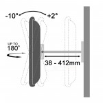 Fits Panasonic TV model TX-50HX585B Black Swivel & Tilt TV Bracket